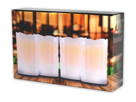 ŚWIECZKI LED ZESTAW 4 SZTUKI 12,5 CM EFEKT WOSKU DRIP WAX ZASILANIE BATERIA