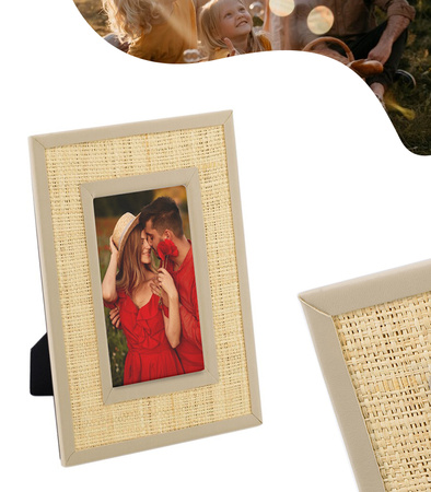RAMKA NA ZDJĘCIE RAFI BEŻOWA PLECIONA STYL BOHO REGULOWANA