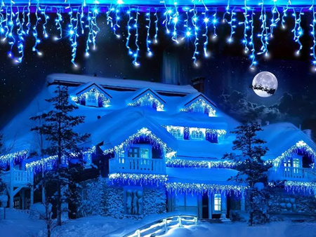 LAMPKI ZEWNĘTRZNE SOPLE 500 LED NIEBIESKIE 20M EFEKT FLASH KURTYNA GIRLANDA OŚWIETLENIE ŚWIĄTECZNE