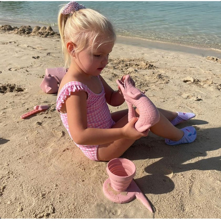 Silikonowa Konewka Krokodyl Scrunch - Pudrowy Róż