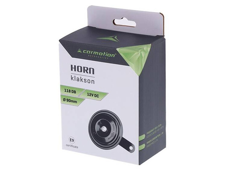Klakson 12V, 118 dB, średnica 90 mm, homologacja E9