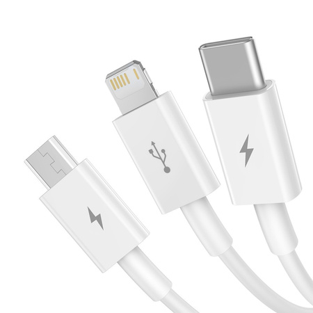 Kabel USB 3w1 Baseus Superior Series na Lightning, USB-C, micro USB 3.5A, 1.2m (biały)