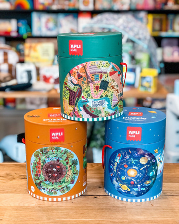 Puzzle okrągłe w tubie Apli Kids - Światowe Zabytki 5+