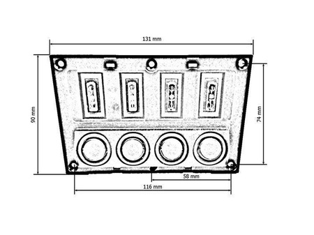 Przełączniki 12/24V IP68 ON-OFFx4, 4xB 2x5A 1x10A 1x15A, LED IP68