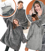BLUZOKOC SZARY PONCZO BLUZA Z KAPTUREM KIESZEŃ KANGUR POLAR OVERSIZE 100% POLIESTER DLA MŁODZIEŻY DOROSŁYCH