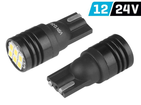 Żarówka VISION W5W (T10) 12/24V 6x 3020 SMD Ultra Bright LED, nonpolar, biała, 2 szt.