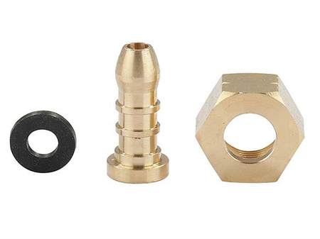 Końcówka węża gazowego gwint wewn. 3/8" L, z nyplem do węża 9-10 mm, mosiężna