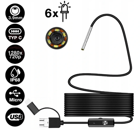 Kamera inspekcyjna endoskop 3.9mm HD ANDROID USB-C