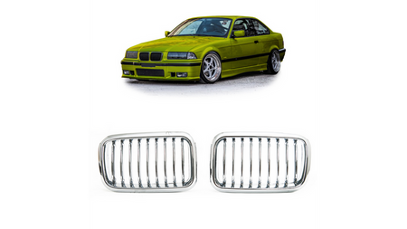 Grill sportowy pojedyncze żeberka All Chrome BMW 3 E36 Compact przed liftem 1991-1996