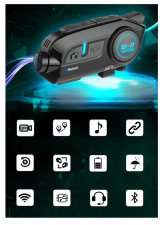 Interkom motocyklowy kamera 2K IMX335 SONY WIFI BT