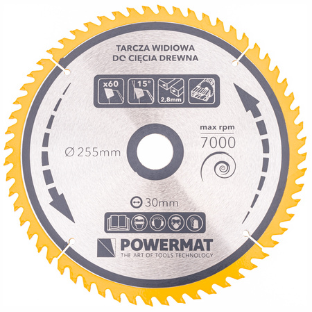 Tarcza widiowa do drewna 255x30 60z TDD-255x30x60Z