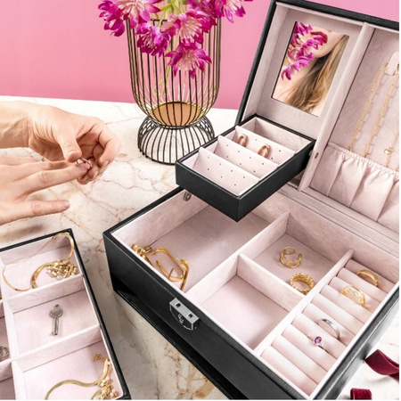 SZKATUŁKA NA BIŻUTERIĘ ORGANIZER KUFEREK PUDEŁKO