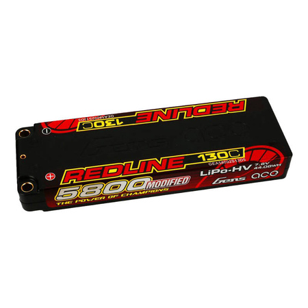 Gens ace Redline Series 5800mAh 7.6V 130C 2S1P HardCase 56# HV Ultra LCG LiPo Battery