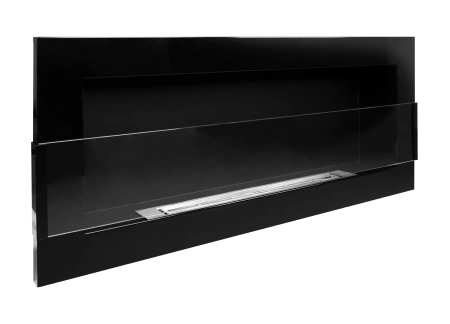 Biokominek wiszący z szybą 900x400 czarny połysk