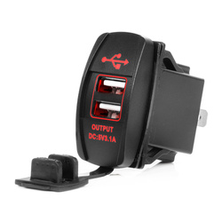 Ładowarka samochodowa z gniazdami USB wodoodporna w kształcie łódki 2x USB 12V 24V AMIO-04228