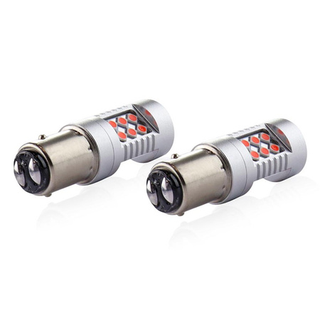 Żarówki LED CANBUS 3030 24SMD 1157 BAY15D PR21/5W Czerwone 12V 24V AMIO-02579