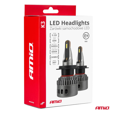 Żarówki samochodowe LED seria K3 H7 12V 6000K Canbus AMIO-03683