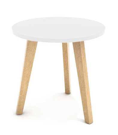 STOLIK KAWOWY DREWNIANY OKRĄGŁY 40 CM TRÓJNÓG STYL SKANDYNAWSKI DO SALONU SYPIALNI