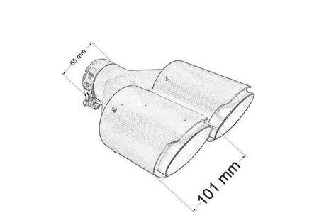 Podwójna Końcówka tłumika 2x101mm wejście 65mm Carbon L