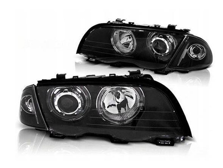 Reflektory lampy przednie BMW E46 Angel Eyes LED BLACK
