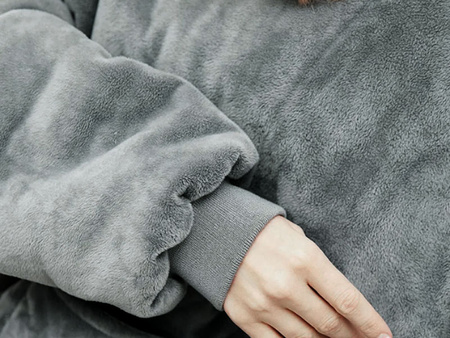 BLUZOKOC SZARY PONCZO BLUZA Z KAPTUREM KIESZEŃ KANGUR POLAR OVERSIZE 100% POLIESTER DLA MŁODZIEŻY DOROSŁYCH