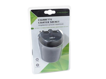 Rozgałęziacz zapalniczki "Kubek" 12/24V podwójny, 2 USB 1000 mA