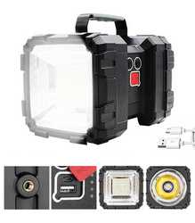 LATARKA AKUMULATOROWA LED MOCNA SZPERACZ REFLEKTOR USB DWUSTRONNA WODOODPORNA POWERBANK