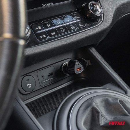 Ładowarka samochodowa QC+PD 38W USB-A + USB-C AMIO-04283