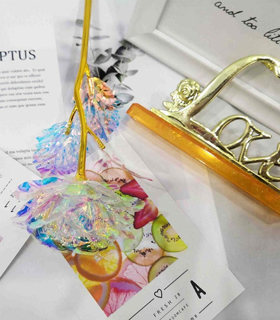 WIECZNA RÓŻA ZŁOTA ŁODYGA OZDOBNE PUDEŁKO NA PREZENT