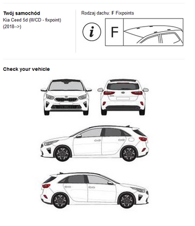 Bagażnik dachowy belki Fuse Kia Ceed III