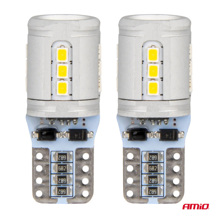 Żarówki LED CANBUS T10e W5W 15x2016 SMD White 12V 24V AMIO-03723