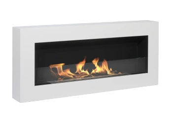 Biokominek wiszący z szybą 900x400 Box biały strukturalny mat