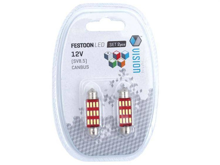 Żarówka VISION Festoon SV8.5 39mm 12V 12x 4014 SMD LED, CANBUS, biała, 2 szt.