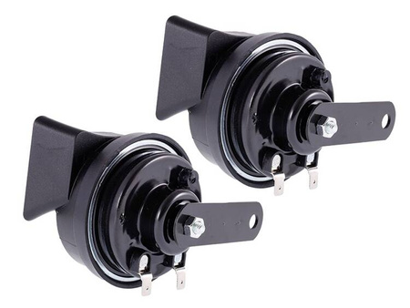 Klakson 12V, 118 dB, dwutonowy, ślimakowy, średnica 80 mm, boczny, homologacja E9, 2 szt.