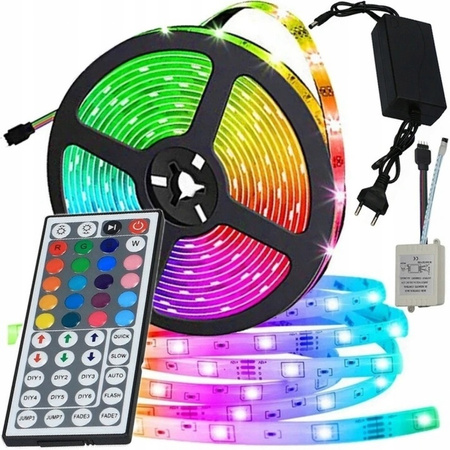WODOODPORNA TAŚMA LED SMD 5050 RGB ZESTAW PILOT 5M