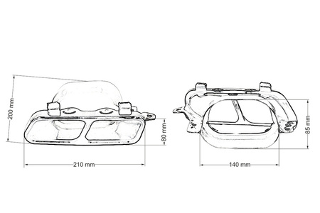 Końcówka tłumika 210x80mm wejście 140x85mm Mercedes A45 S600