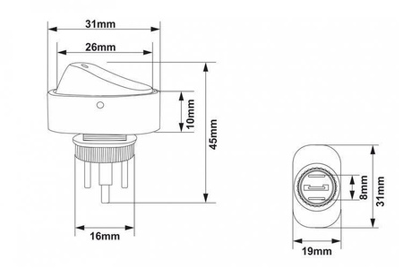 Włącznik Oval ON-OFF 3PIN Red