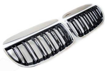 GRILL (NERKI) BMW E90 05-08 PODÓWJNE BLACK CHROM