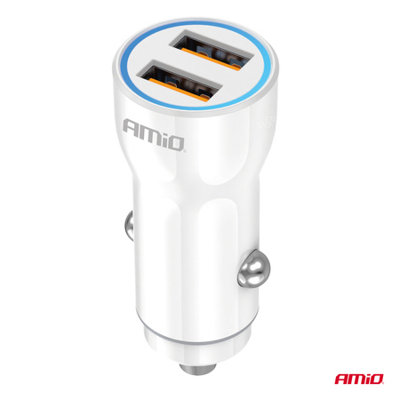 Ładowarka samochodowa 2x USB-A AMIO-03879