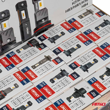 Żarówki samochodowe LED seria HYBRID H1 H3 H4 H7 HB3 HB4 6000K Canbus 16 kpl. AMIO-04120