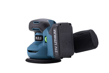 SZLIFIERKA MIMOŚRODOWA AKUMULATOROWA 21V 125mm + AKUMULATOR 3Ah + ŁADOWARKA WDS2525