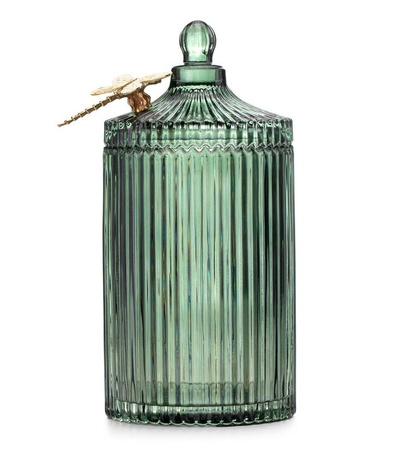 ORGANIZER NA BIŻUTERIĘ KOSMETYKI DROBIAZGI 10.5 x 20 CM SZKLANY POJEMNIK Z POKRYWKĄ I OZDOBNĄ WAŻKĄ