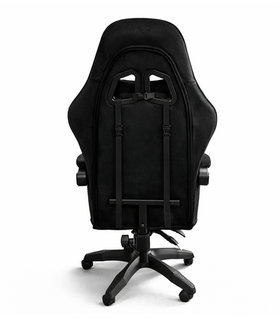 FOTEL GAMINGOWY CZARNY ZAMSZOWY Z PODNÓŻKIEM BIUROWY WYSOKI REGULOWANY ERGONOMYCZNY NOWOCZESNY OBROTOWY METALOWA RAMA DLA GRACZA DZIECI MŁODZIEŻY