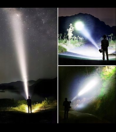 LATARKA AKUMULATOROWA LED MOCNA SZPERACZ REFLEKTOR USB DWUSTRONNA WODOODPORNA POWERBANK
