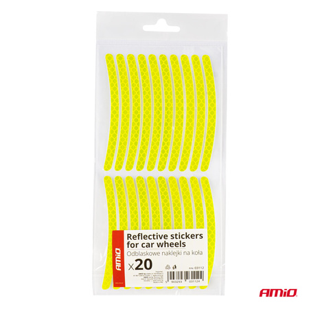 Odblaskowe naklejki na koła samochodowe rowerowe AMIO-03112