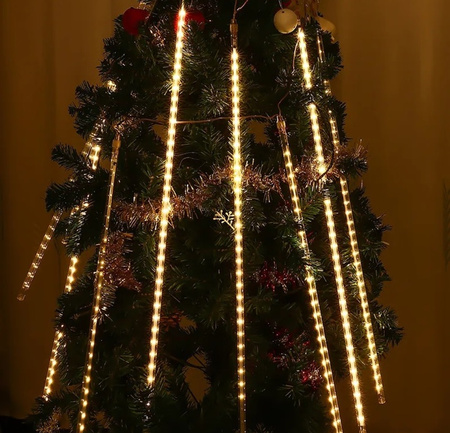LAMPKI ZEWNĘTRZNE 192 LED METEORY 30CM SPADAJĄCY ŚNIEG SOPLE DESZCZ