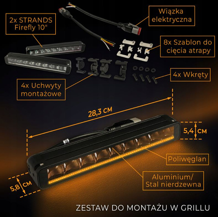 LED BAR Zestaw lamp oświetlenie LED w grill do FORD RANGER IV 2022-