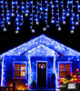LAMPKI ZEWNĘTRZNE SOPLE 500 LED NIEBIESKIE 20M EFEKT FLASH KURTYNA GIRLANDA OŚWIETLENIE ŚWIĄTECZNE