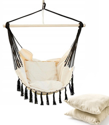 FOTEL KRZESŁO BRAZYLIJSKIE Z PAŁĄKIEM I DWOMA PODUSZKAMI DO OGRODU HUŚTAWKA HAMAK