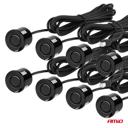 Zestaw czujników parkowania czujniki cofania LED GRAF 8 sensorów czarne AMIO-01559